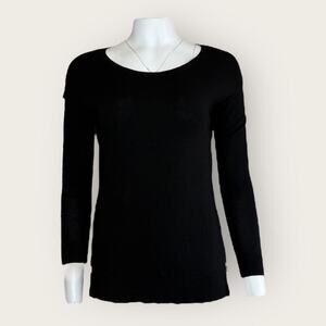 Banana Republic | Boat Neck Zipper Sides Long Sleeve | Black | Small